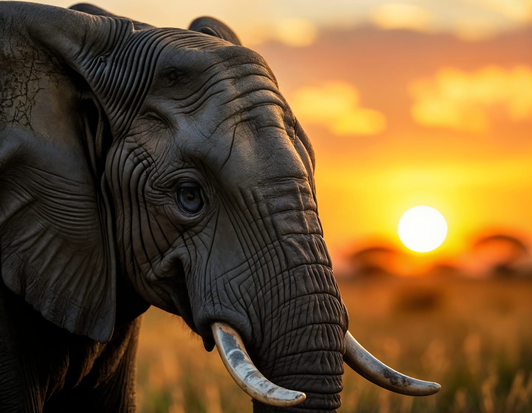 Wise Elephant Portrait in Golden Light