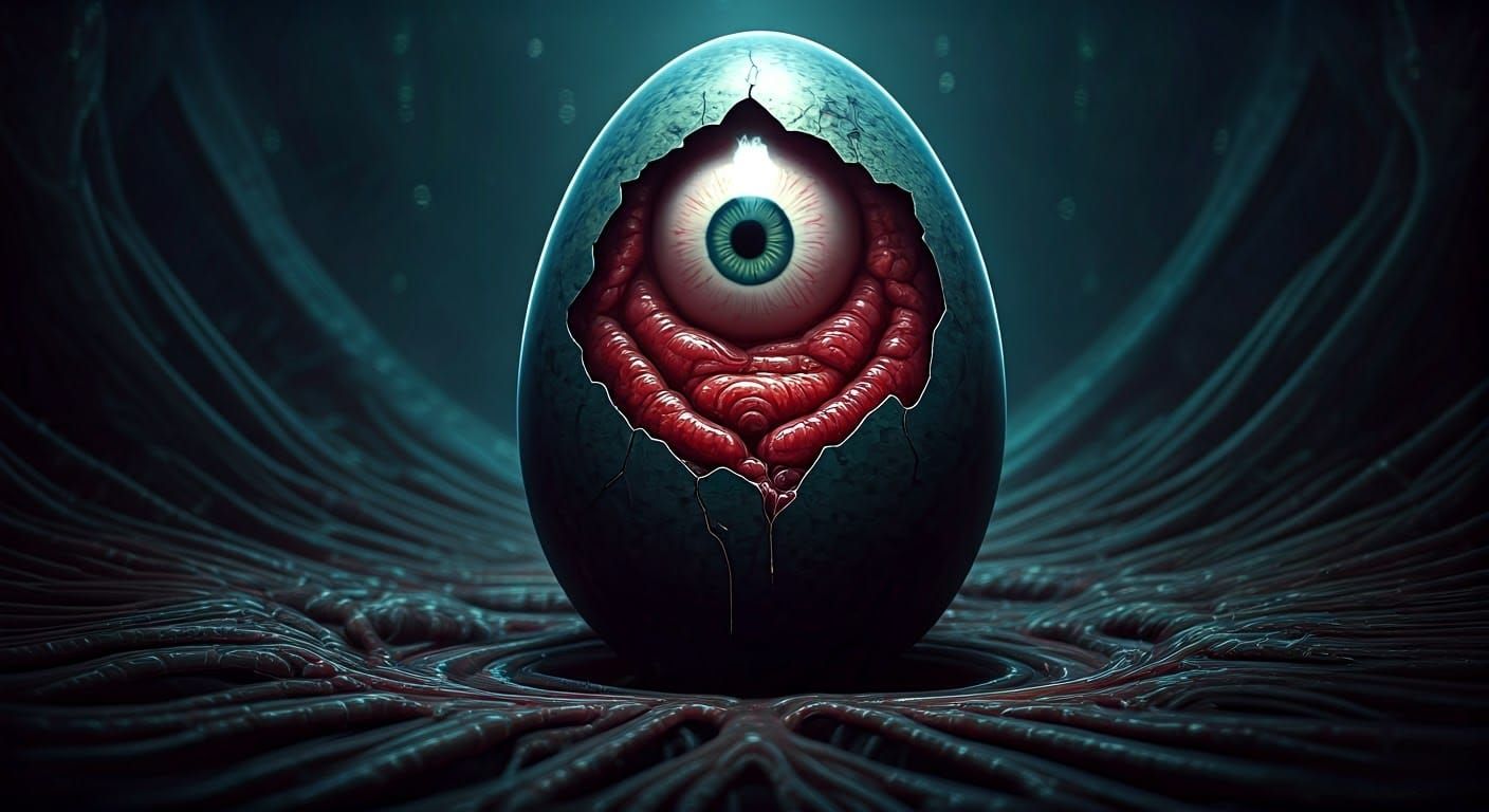 Alien Embryo in Eyeball Cocoon: Biomechanical Horror