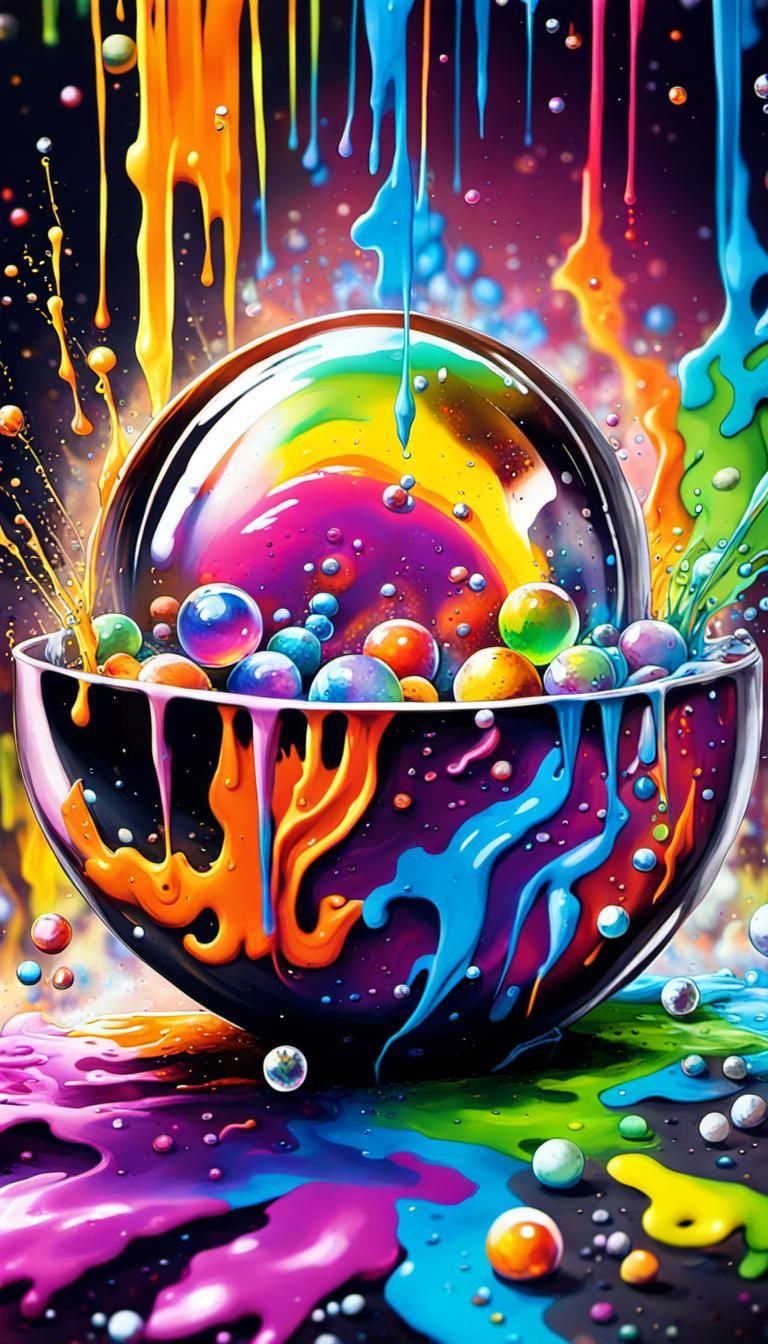 Graffiti Art: Crystal Ball Splash in Rainbow Slime