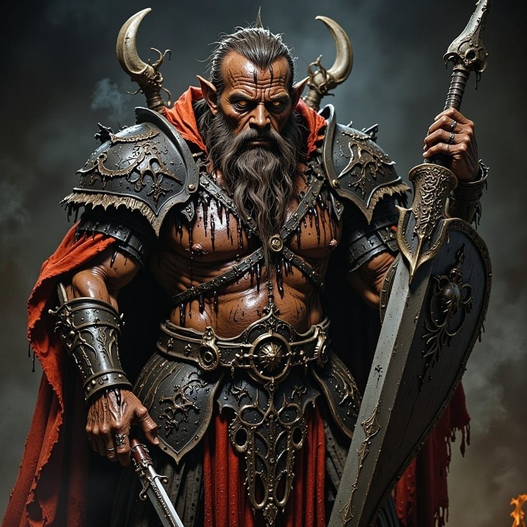 Gareth the Unyielding Dwarf Warrior in Fiery Armor