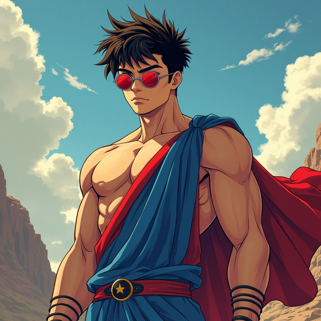 Oliver Tree as Greek God in Anime Landscape