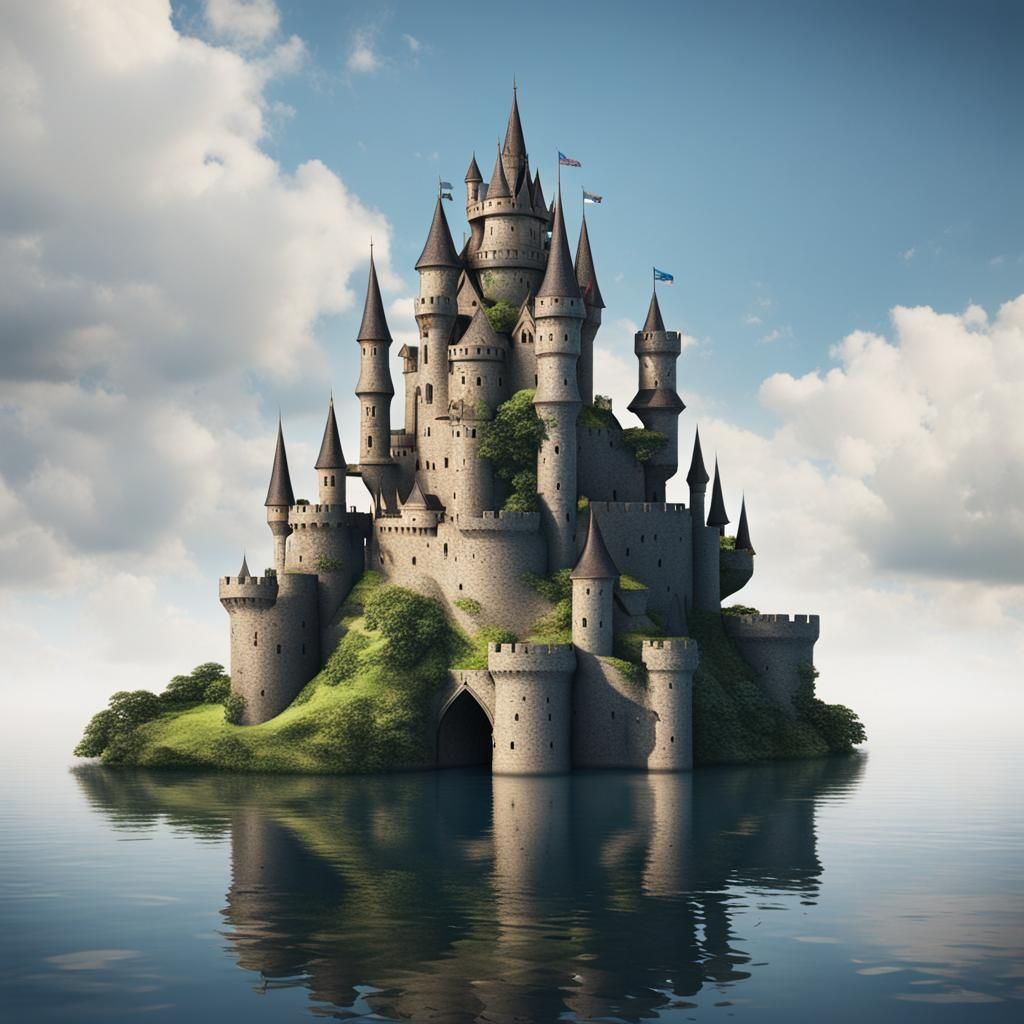 AI Generated Floating Castle