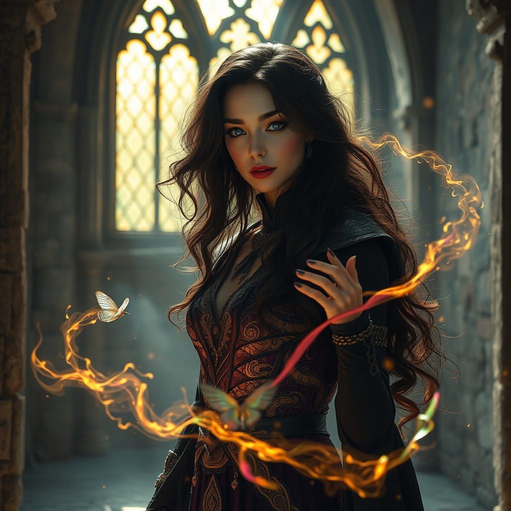 Sorceress Amidst Whispers of Ancient Power