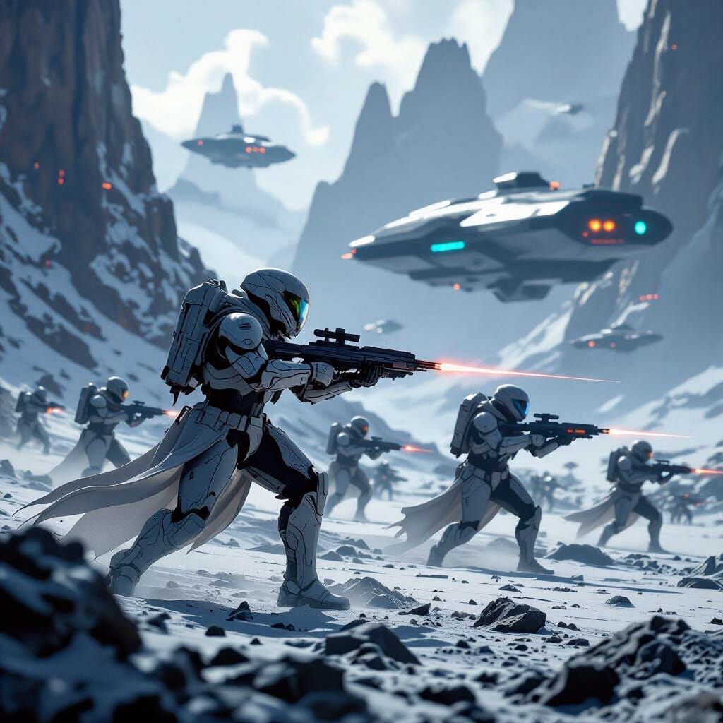 Futuristic Soldiers Battle on Distant Planet