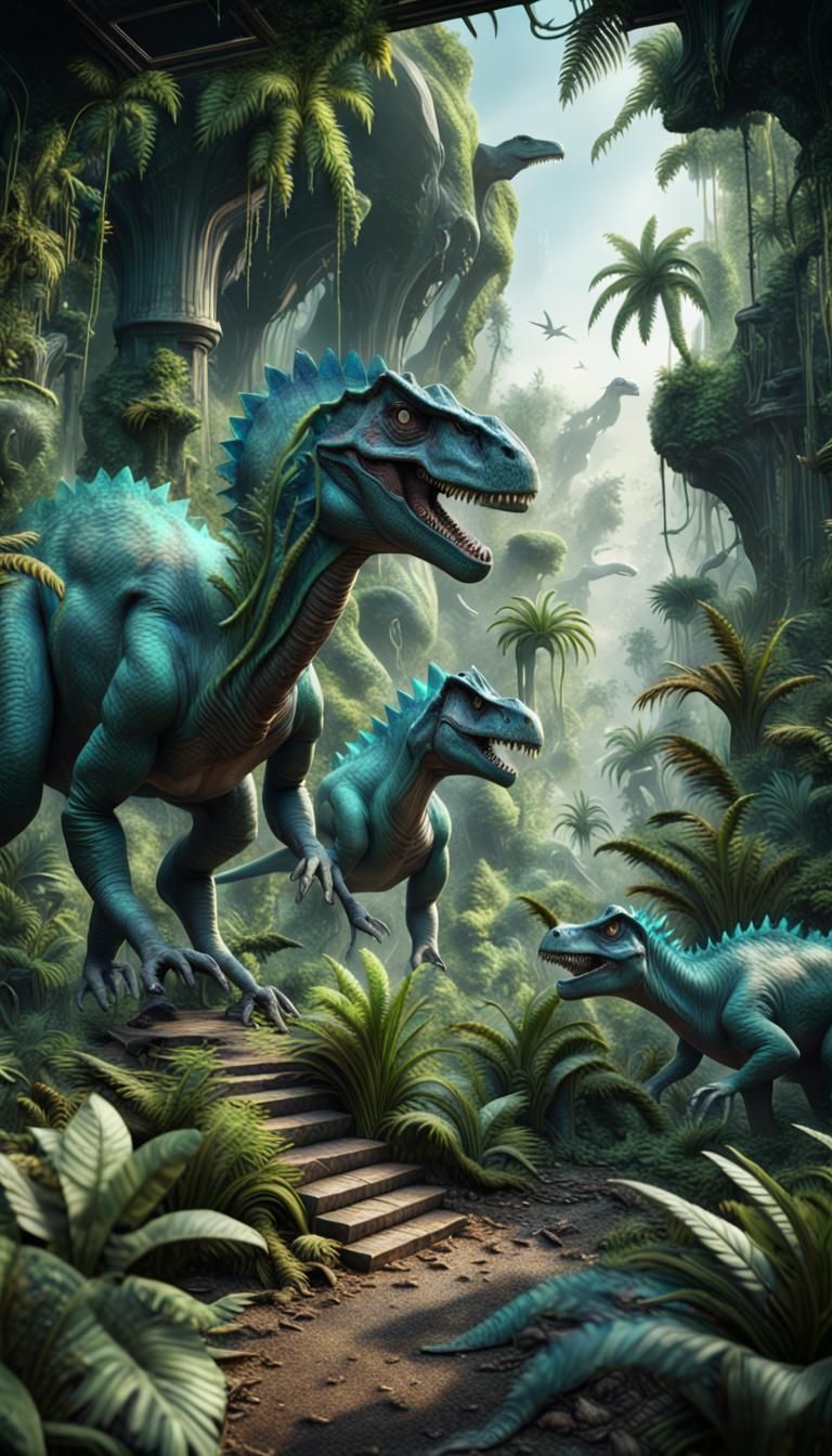 Vibrant Jungle of Dinosaurs in Quantum Simulation