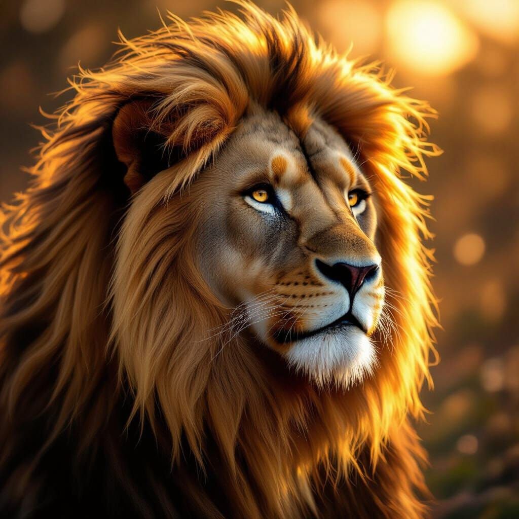 Majestic Lion as Ethereal Sun God