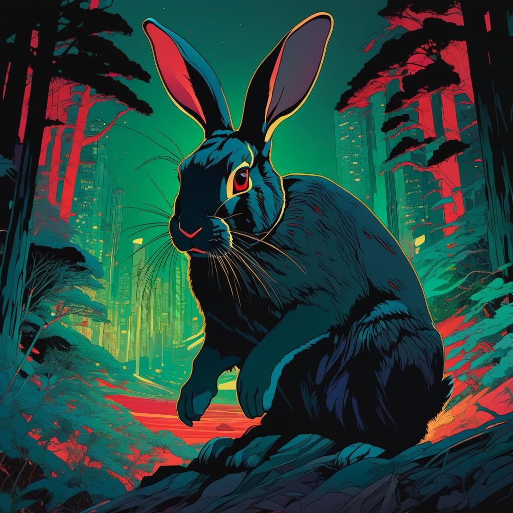 Amami Rabbit in Graphic Novel Style