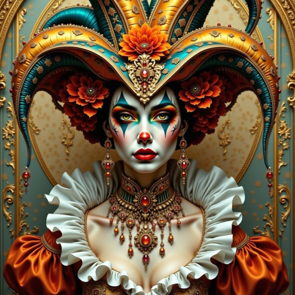 Regal Jester in Art Nouveau Splendor