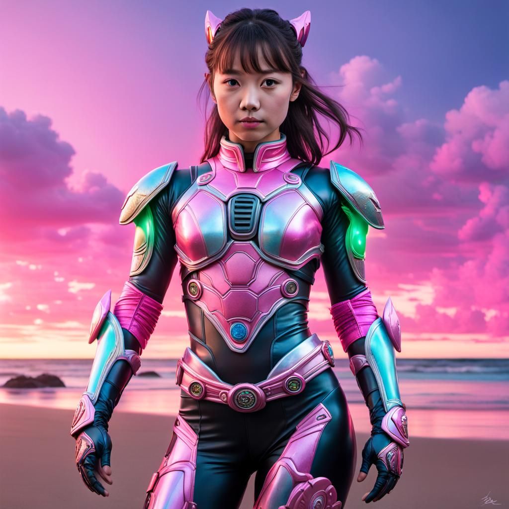 Dolphin Power Ranger in Sci-Fi Beach Scene