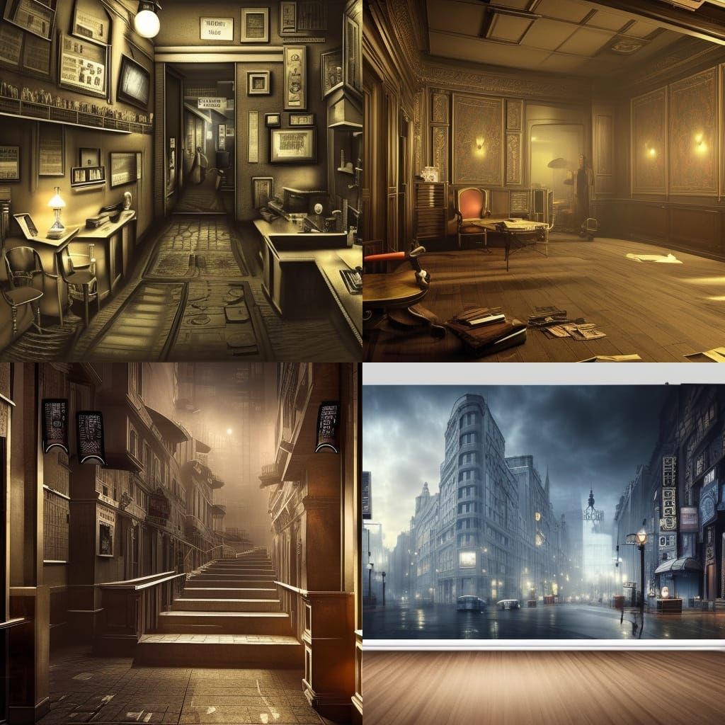 Dramatic Private Detective Office Digital Matte Painting