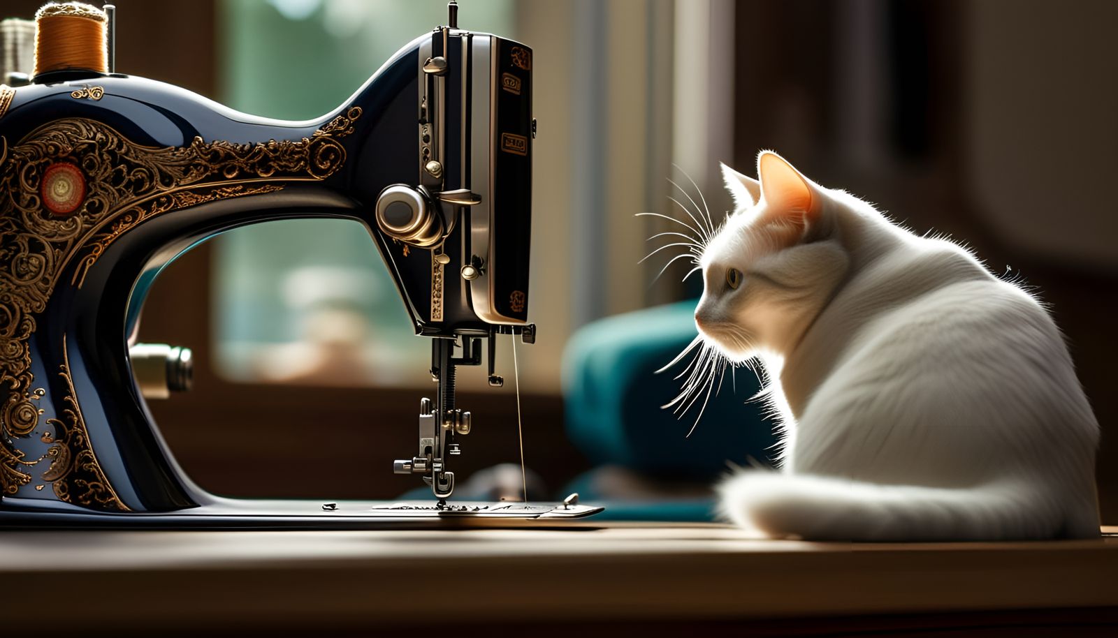 Seamstress Cat, Watching for Moving Thread