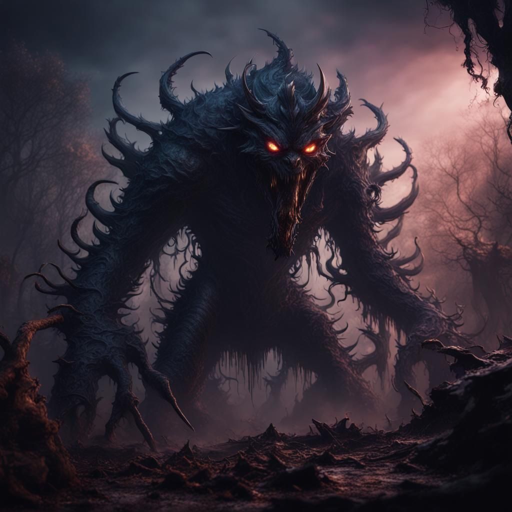 Nightmarish Shadow Monster in Detailed Matte Painting