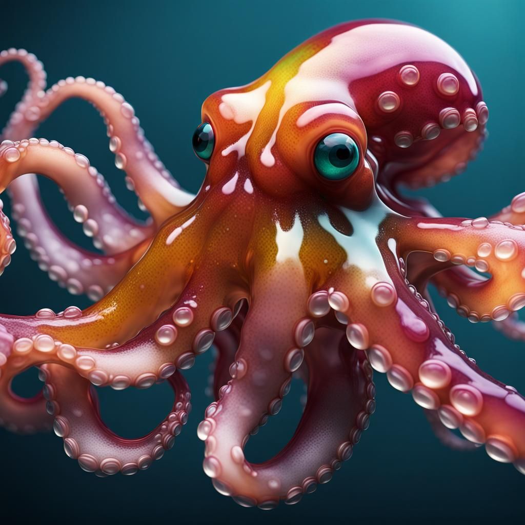 Colorful Jelly Octopus: Ultra Realistic 3D Render