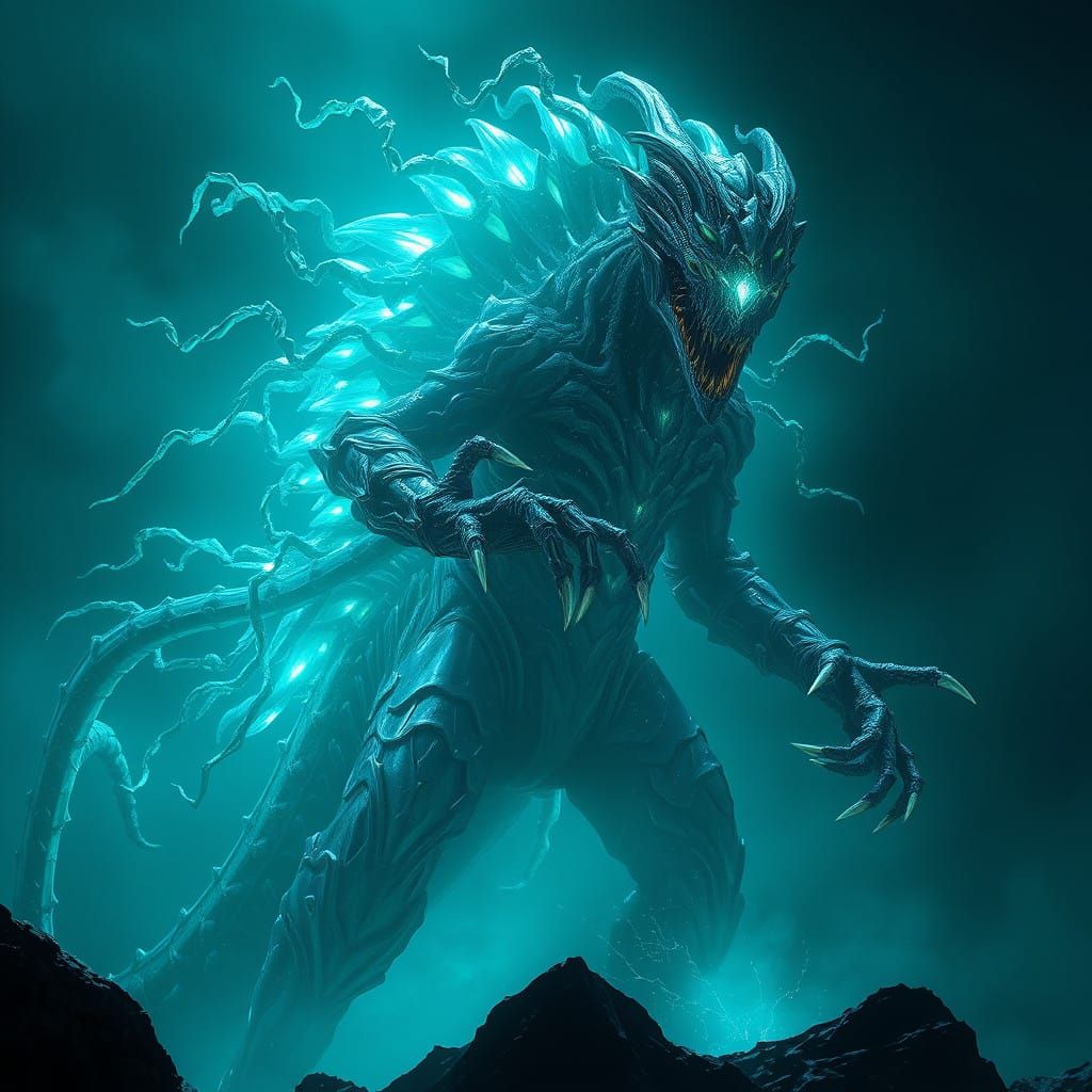 Cosmic Abomination in Eerie Blue-Green Glow