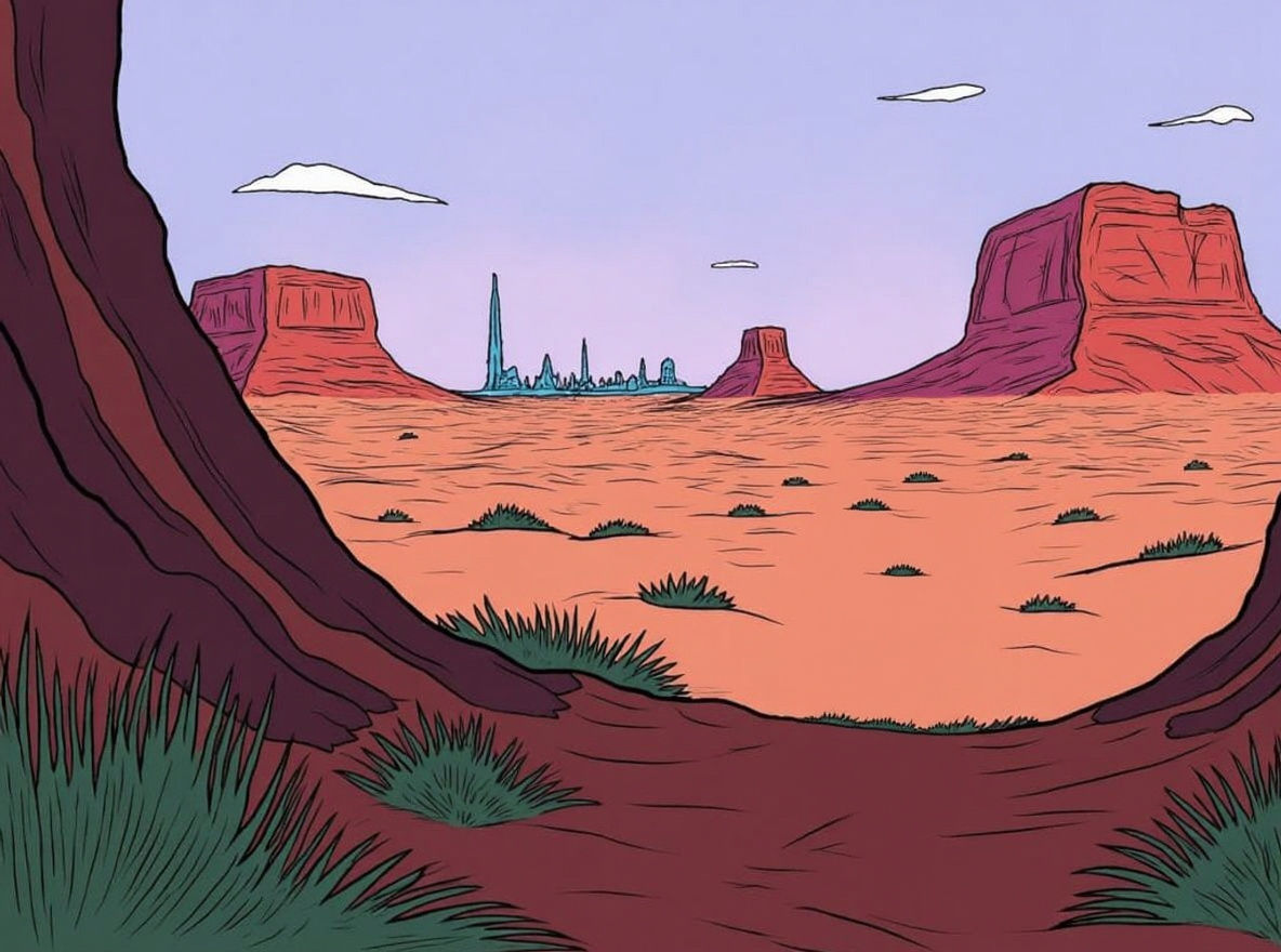 Sci-Fi Desert Wanderer in Moebius Style