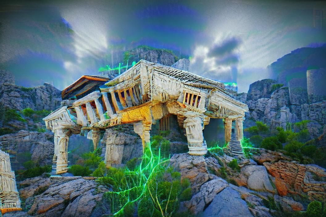 Renaissence cyberpunk ancient greek temple 8k resolution photorealistic
