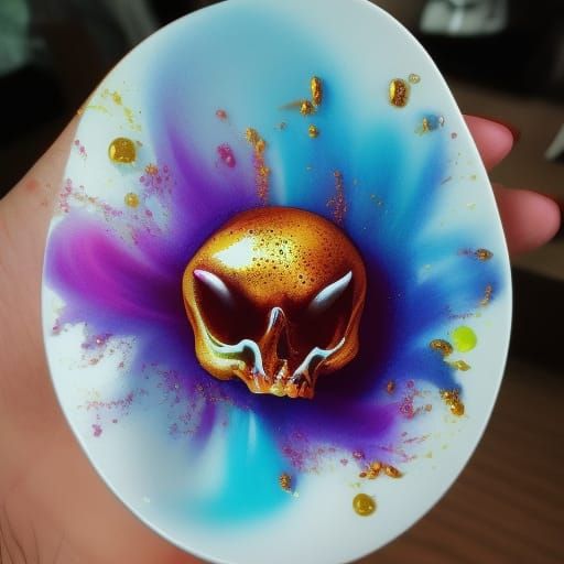 Gem Mouse Skull with Orchid Flowers, Hyperrealistic Art