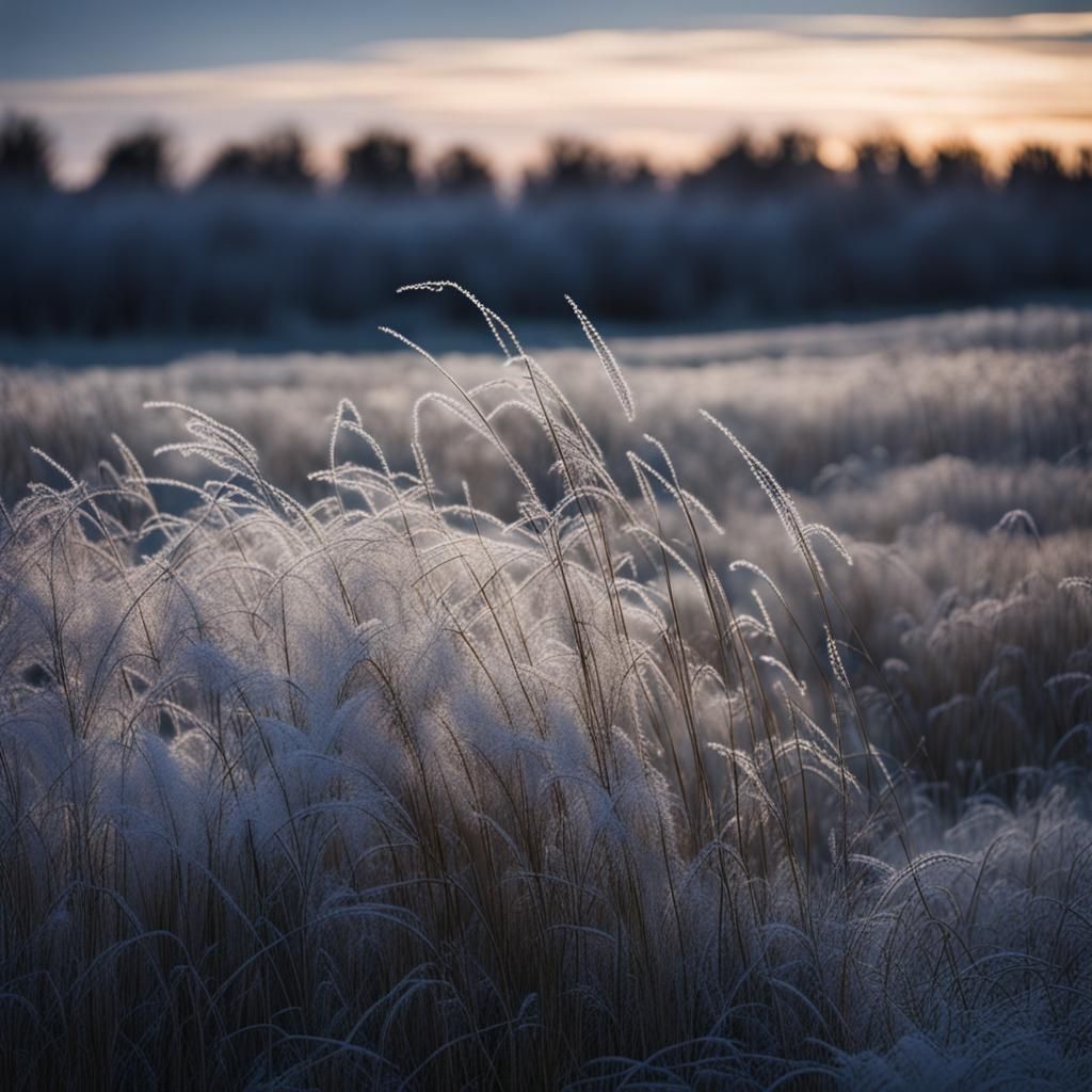 Frosty Autumn Fields at Midnight: Cinematic Composition