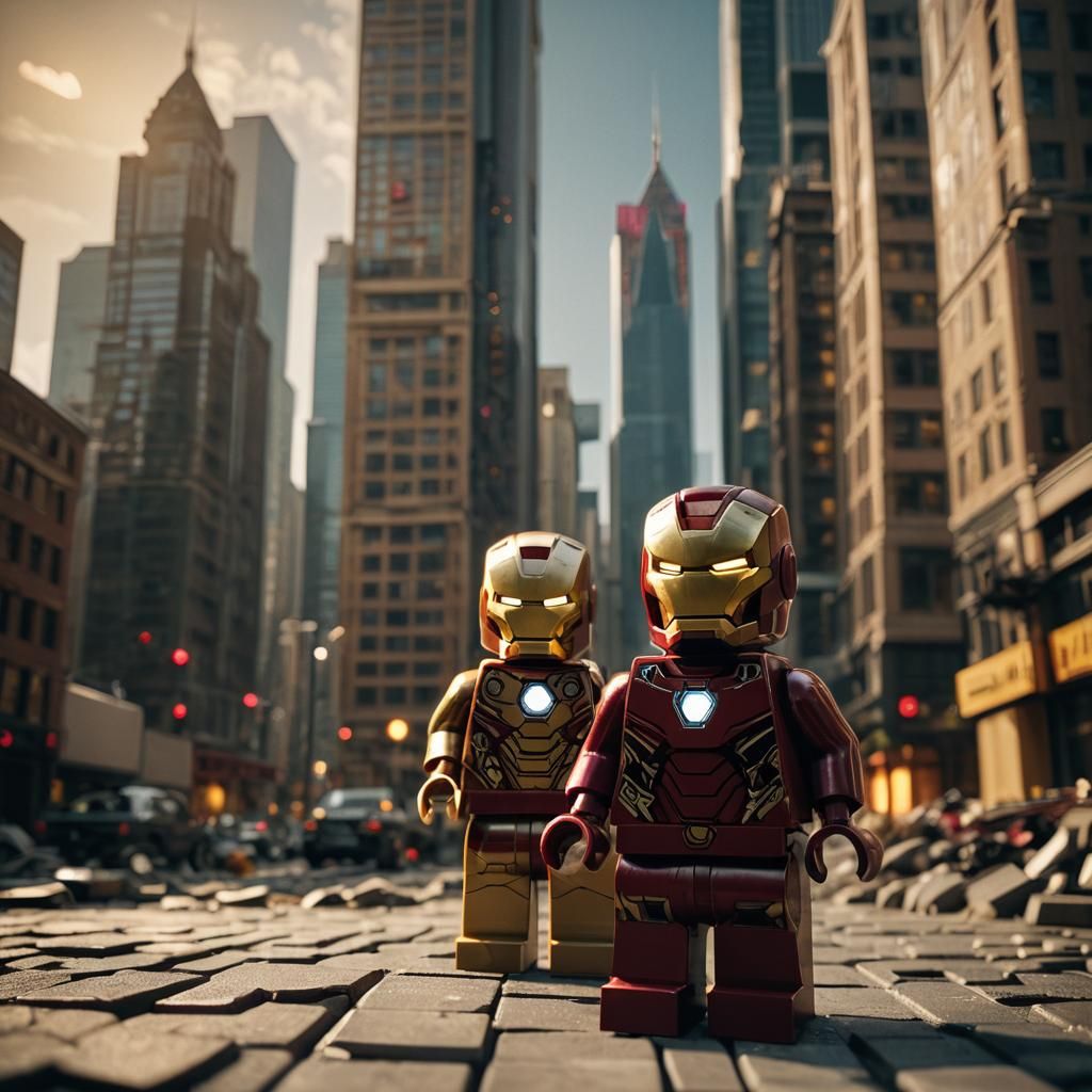 Lego Iron-Man in a Cinematic Comic Book Style