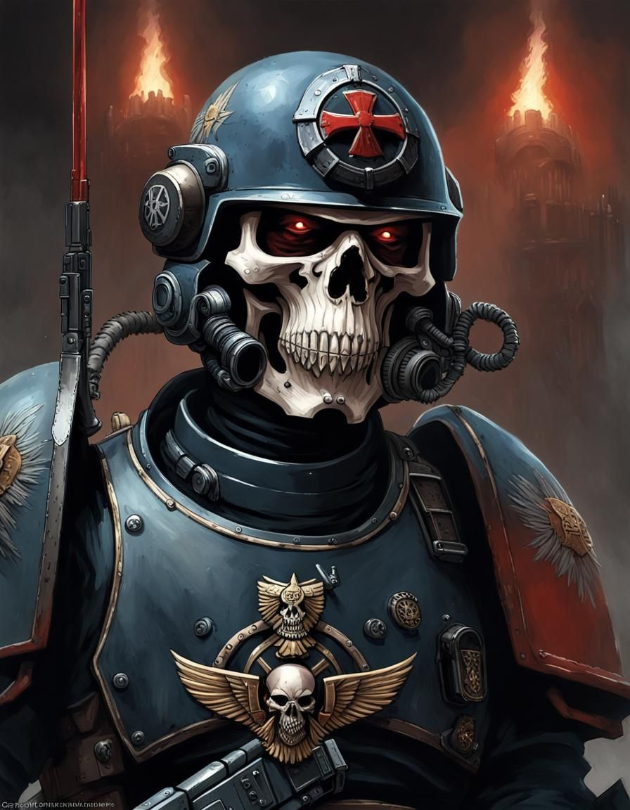 Warhammer 40K Imperial Guard Commando with Skull Helmet