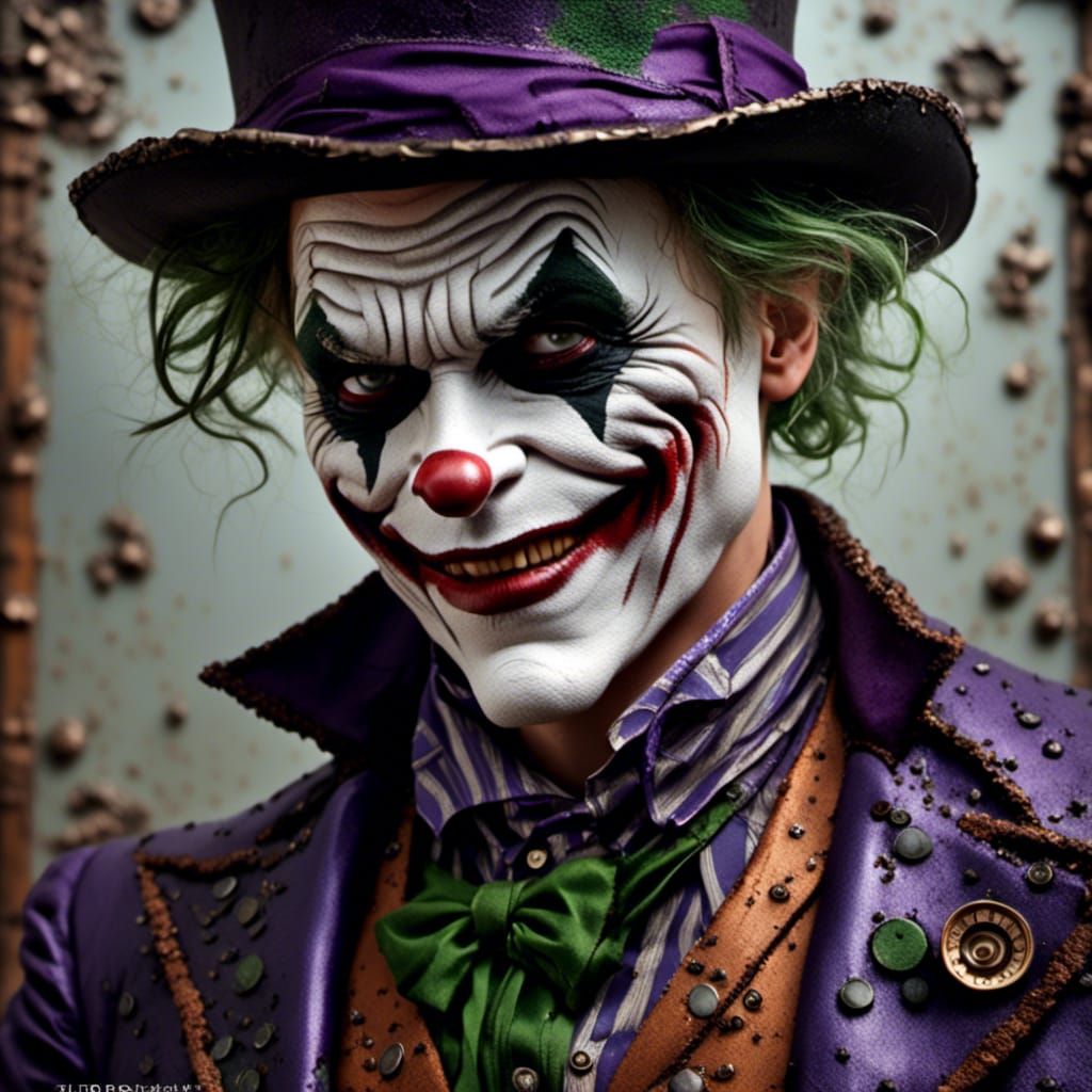 Steampunk Joker Impasto Portrait