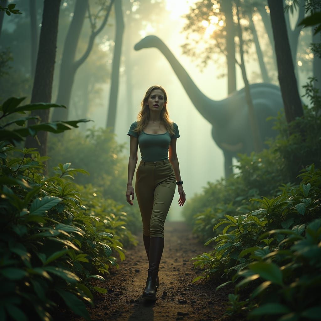 Retro-Futuristic Trek Through Jungle Planet in Cinematic Sty...