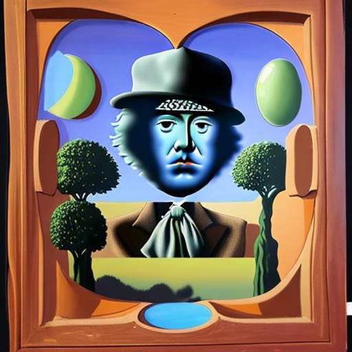 Surreal Scene in Magritte Style