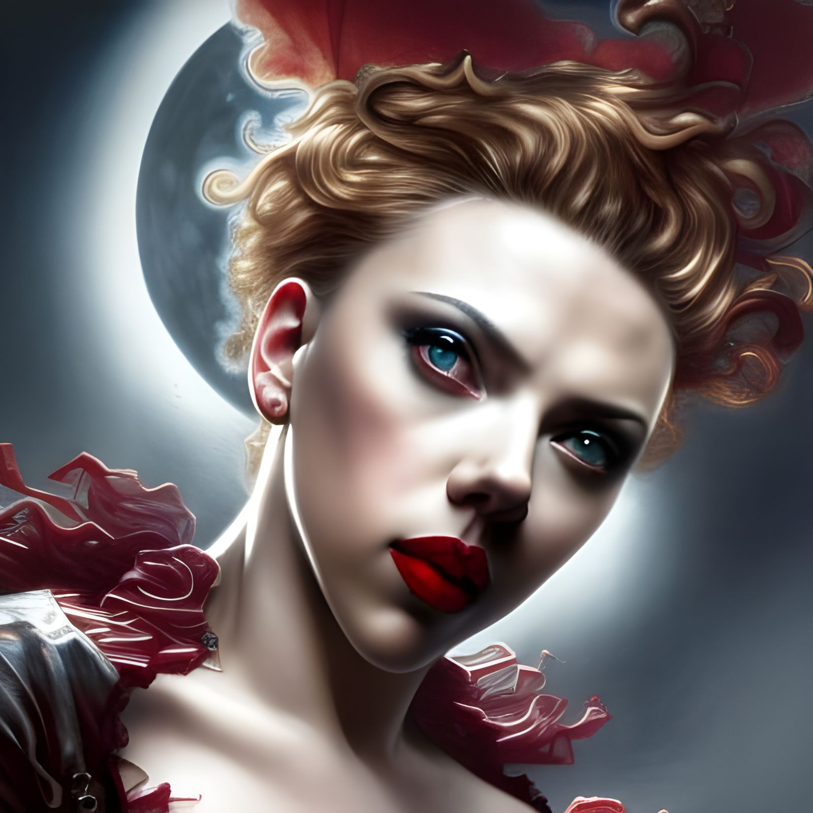 Vampire Woman Close-up in Rococo Style