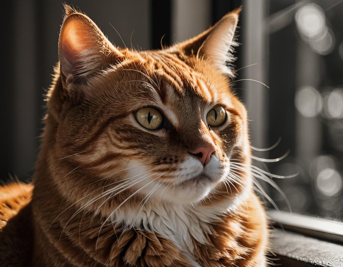 Tabby Cat Portrait in Natural Light Photography