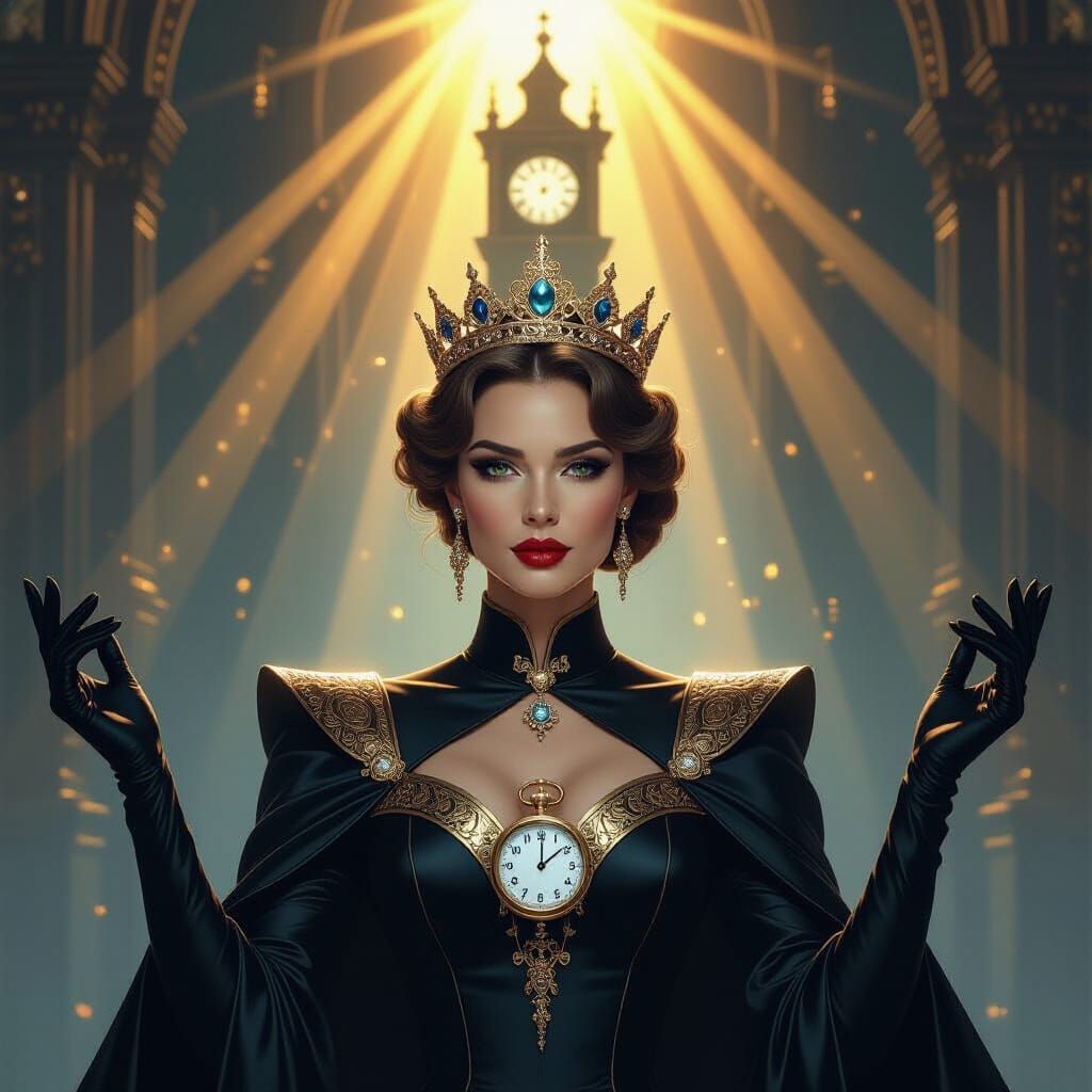 Regal Queen of Productivity in Hyperrealistic Digital Art