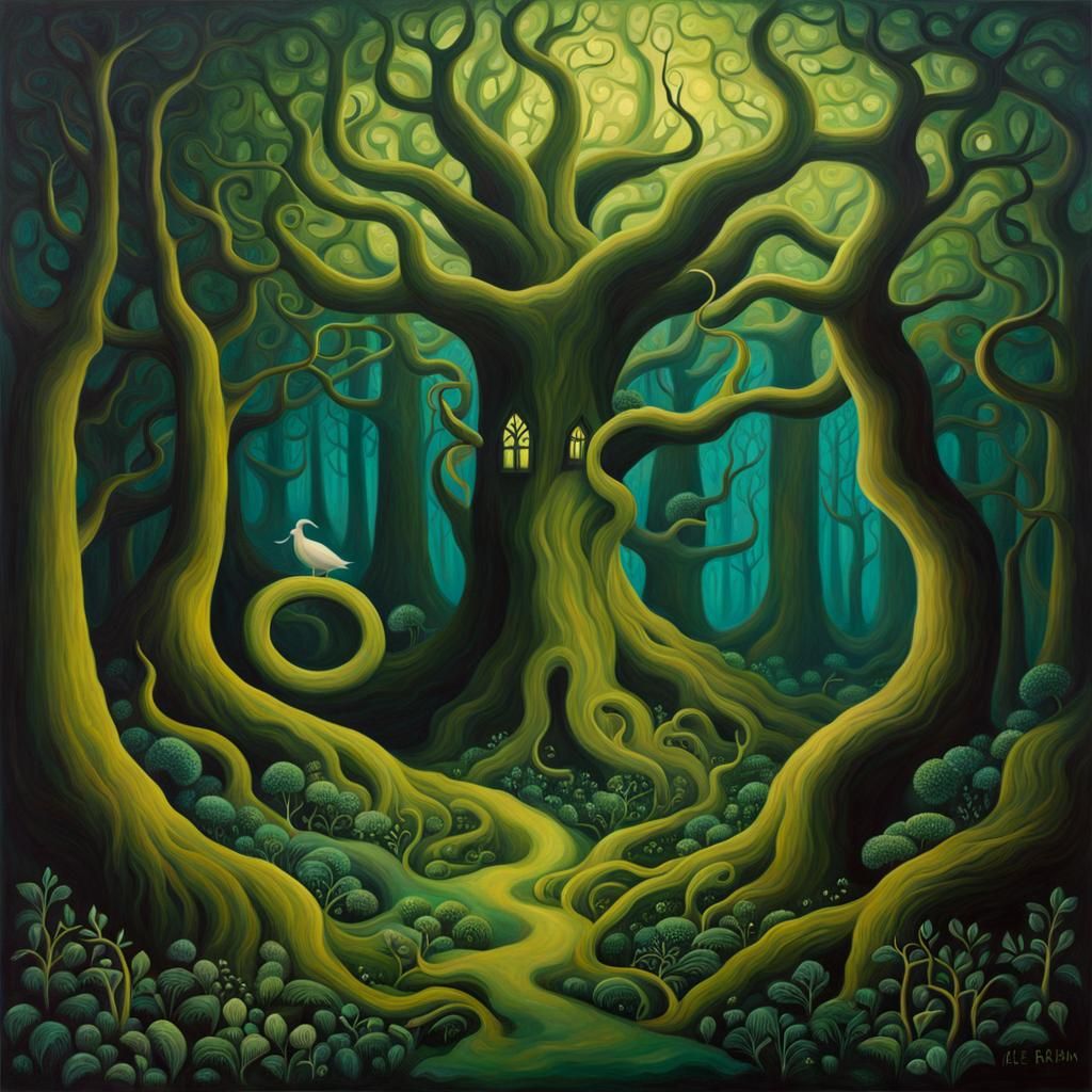 Surreal Eldritch Forest in Dreamlike Style