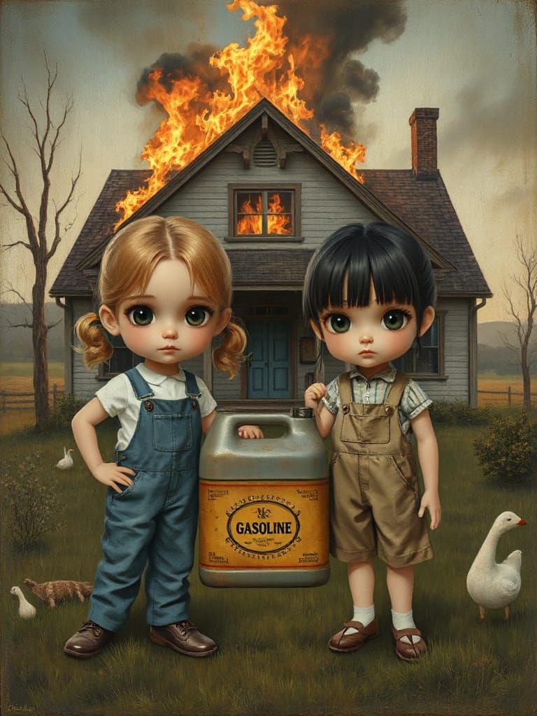 Chibi Girls by Burning House, Regionalist Style