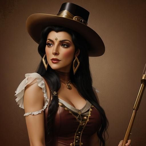 Deanna Troi as Steampunk Pocahontas in Wild West