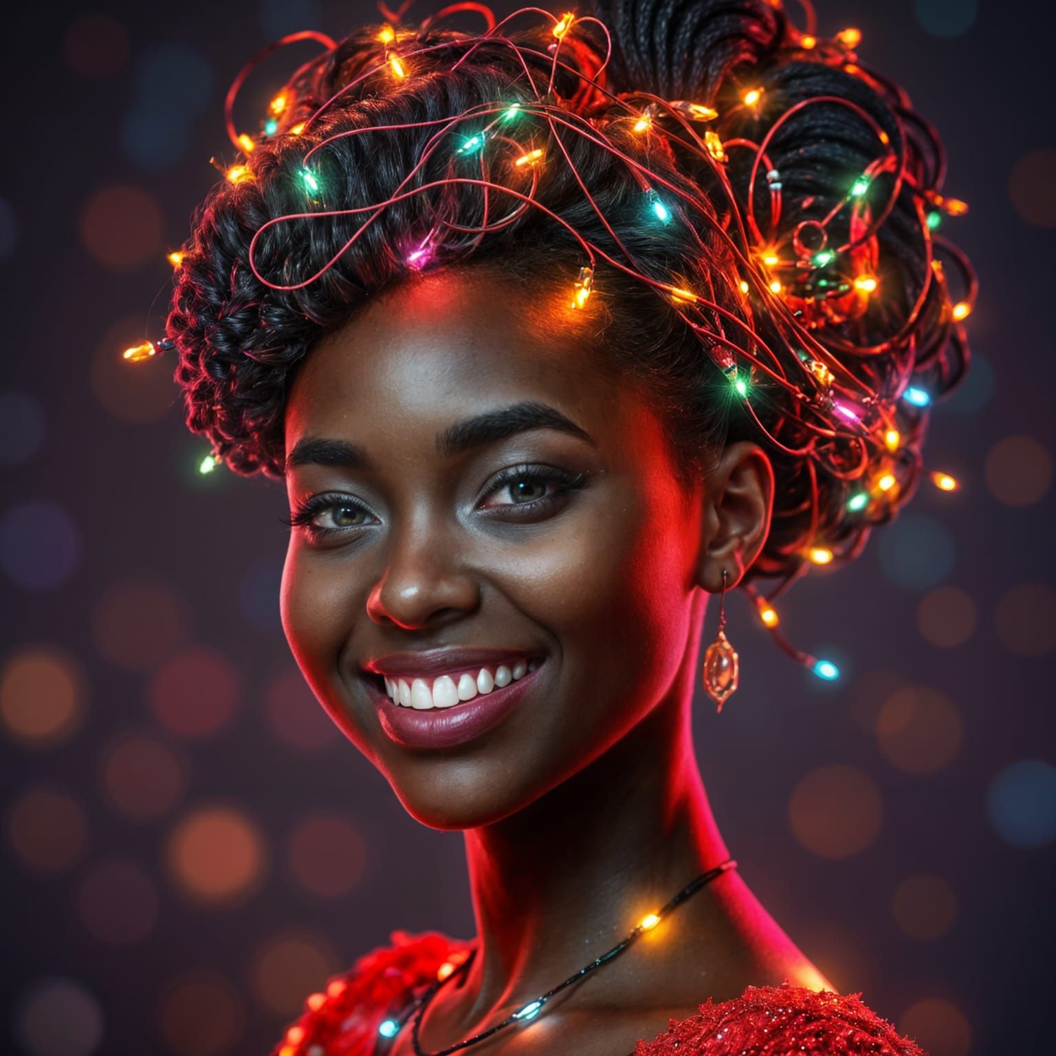 Christmas Fantasy: Dark Skinned Beauty with Intricate Raster...