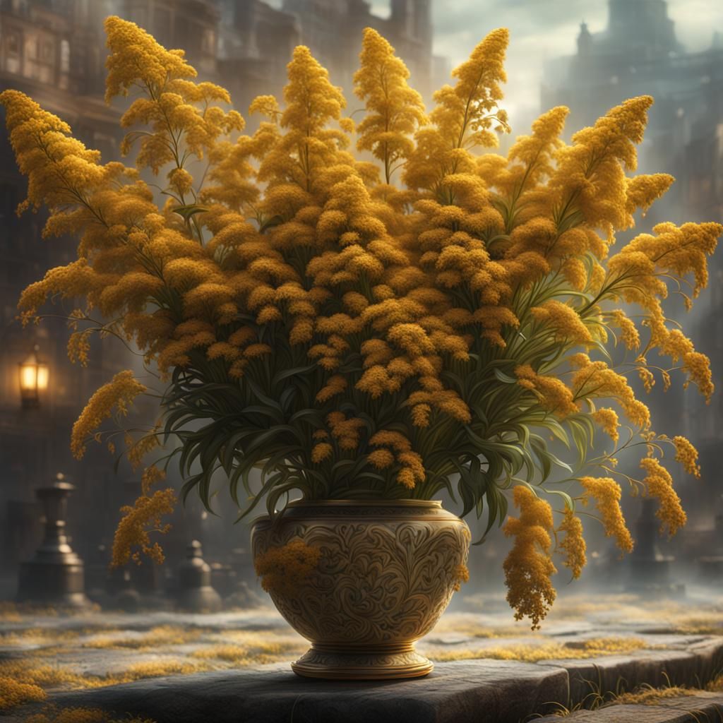 Goldenrod Bouquet: Dramatic Digital Matte Painting