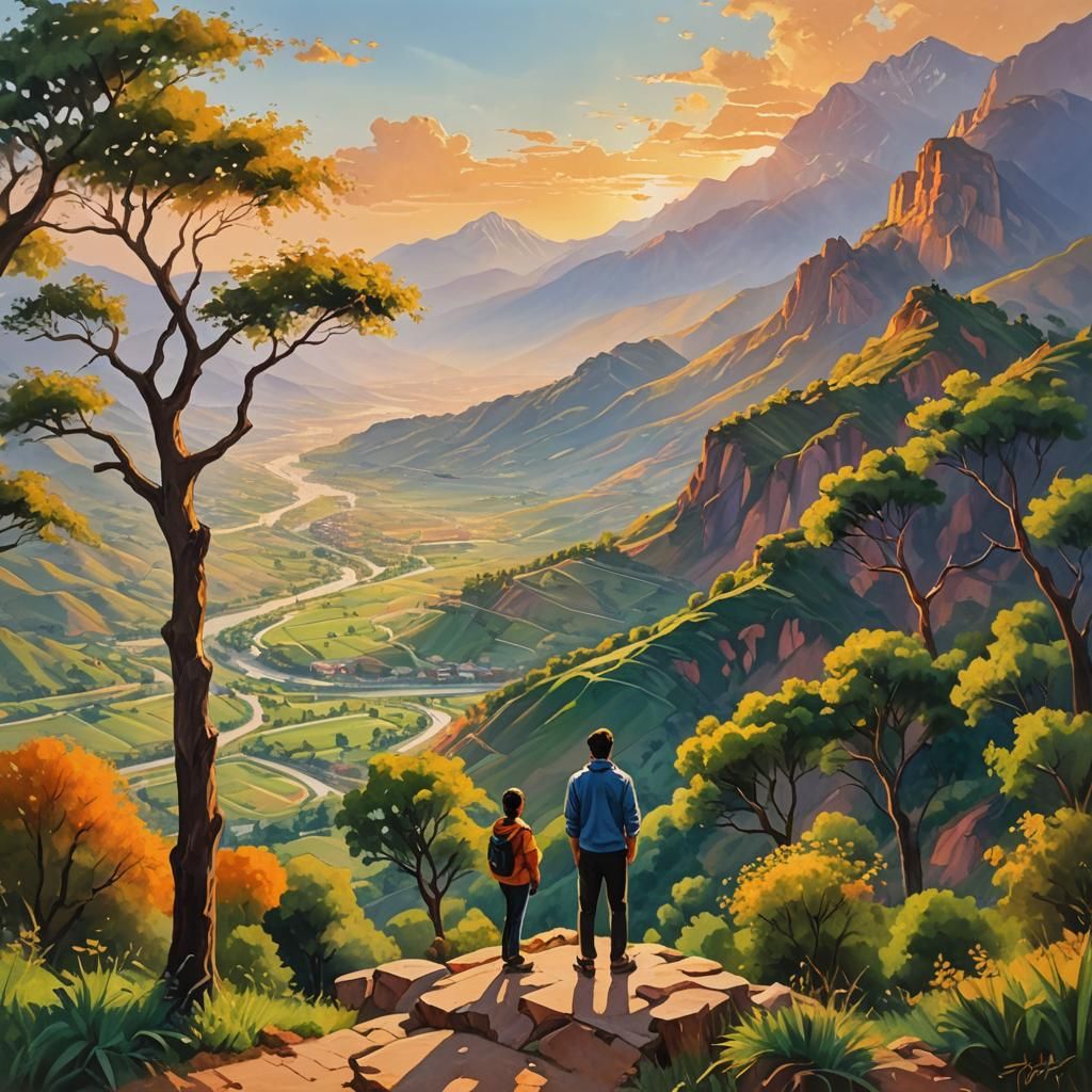 Scenic Viewpoint in Azad Islamabad as Oil Painting