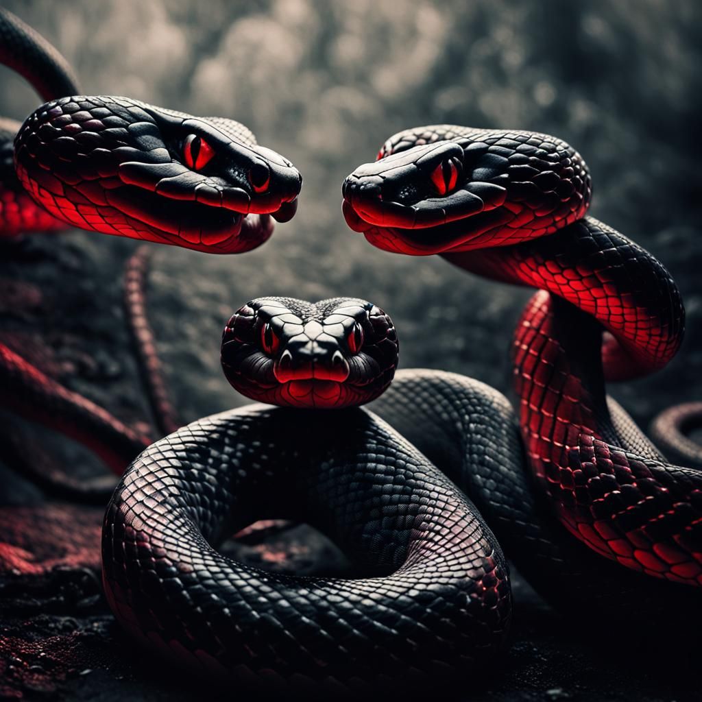 Sinister Snakes Entwined in Dark Fantasy Art