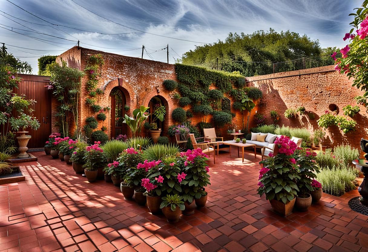 Outdoor Space with Brick and Natural Plants