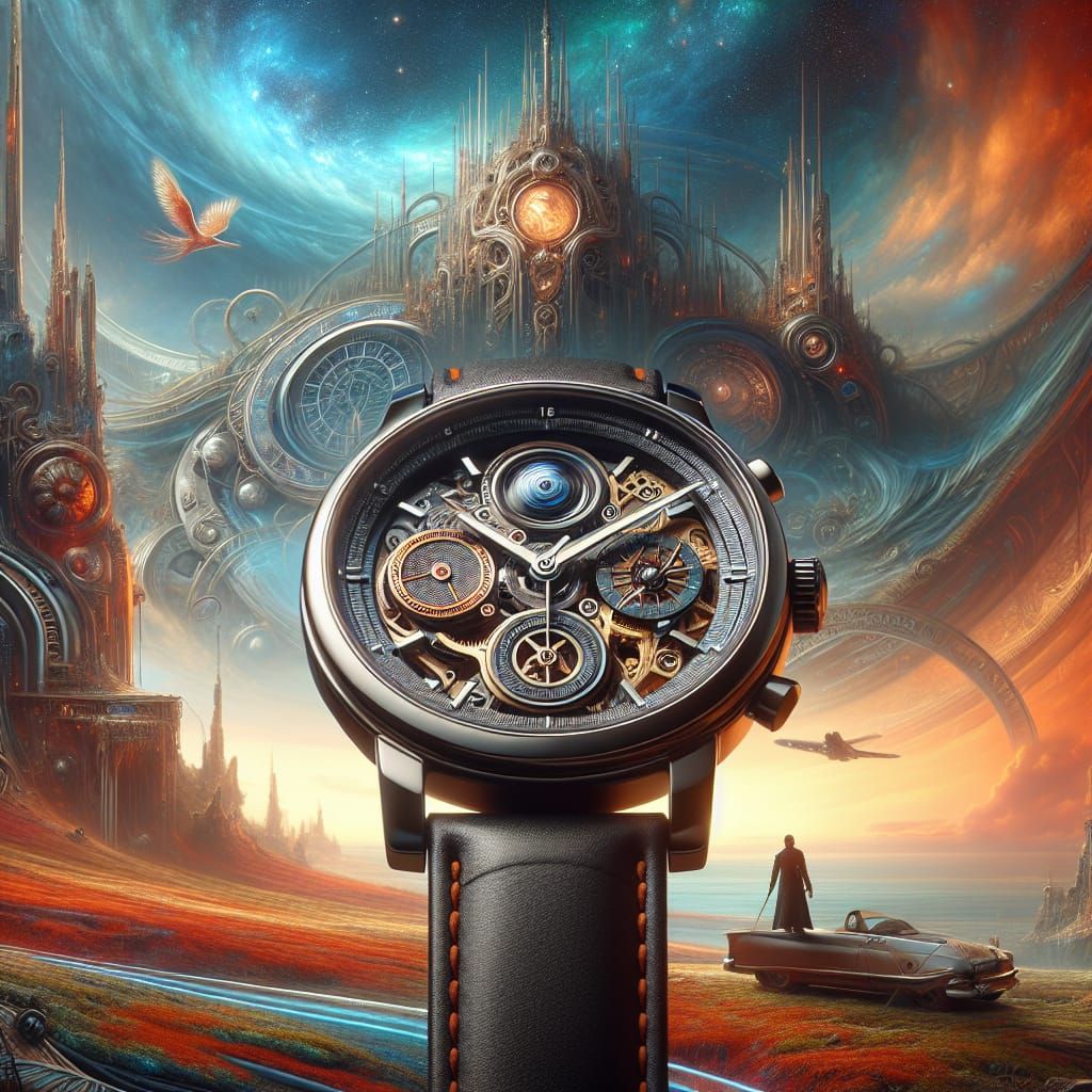 Detailed Wristwatch as Matte Painting in Deep Color