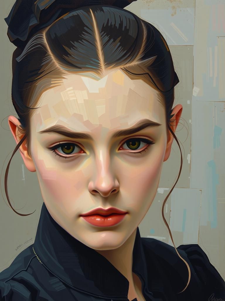 Analytical Cubist Portrait of Young Woman