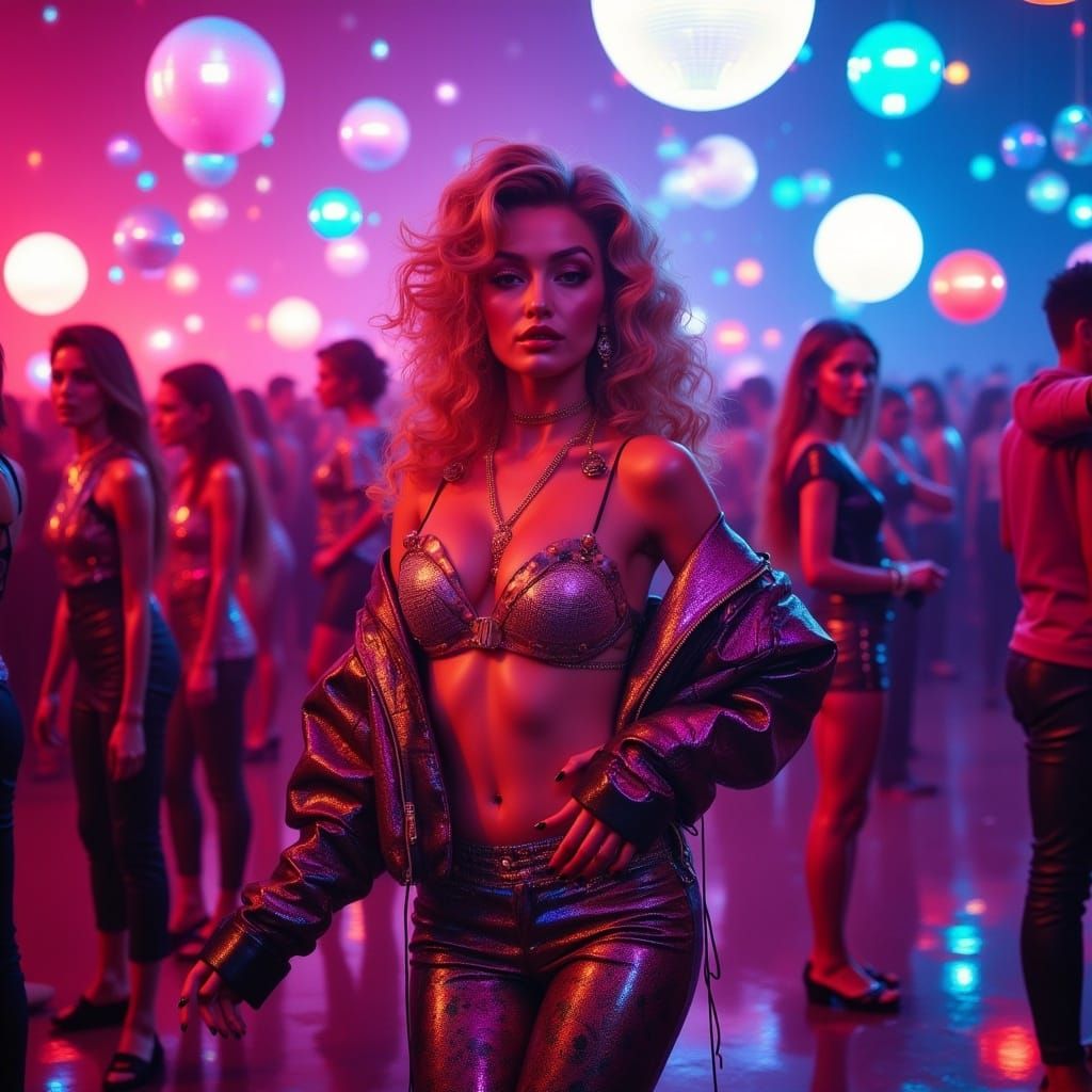 Madonna in Neon Disco Light, Digital Surrealism