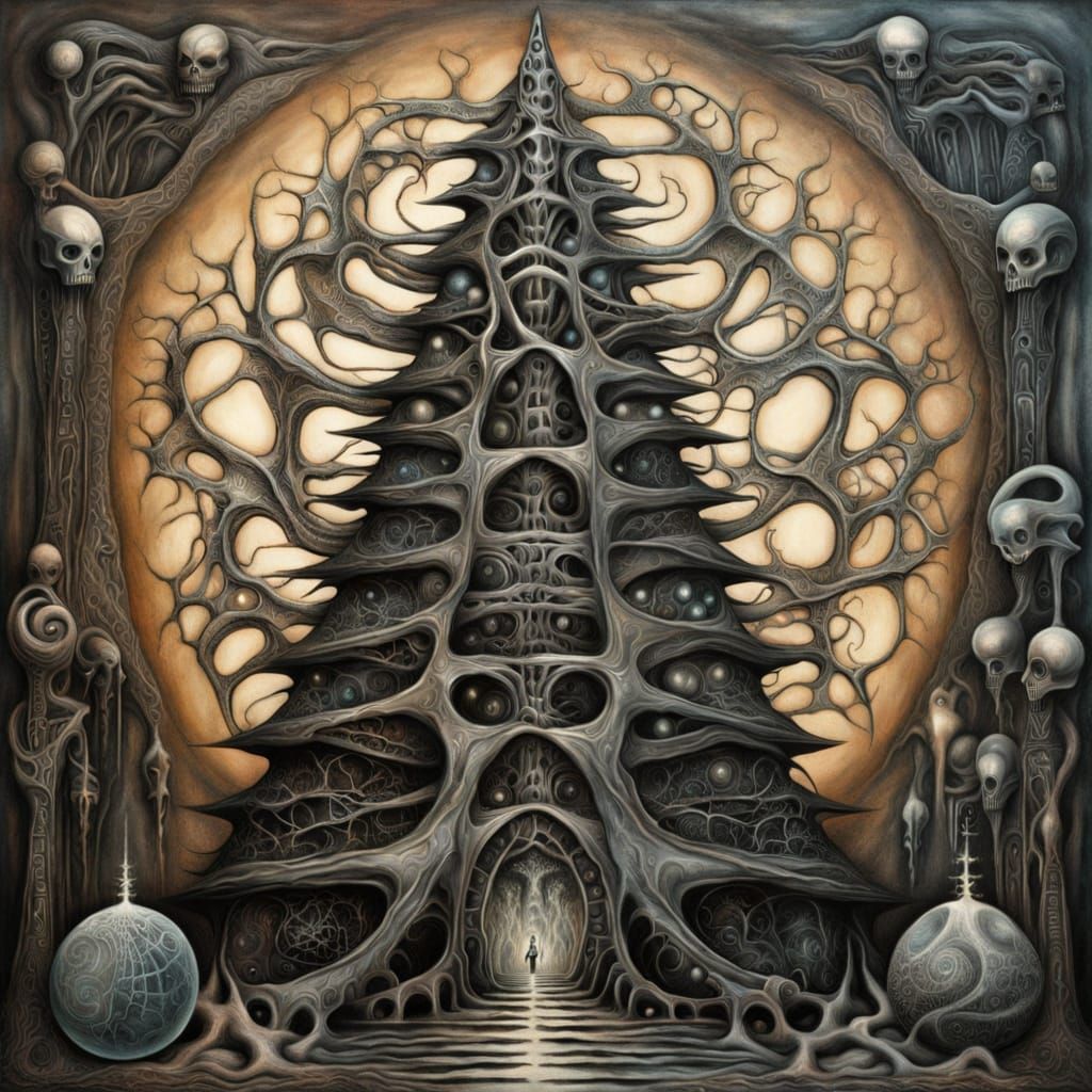 Biomechanical Christmas Tree in HR Giger Style