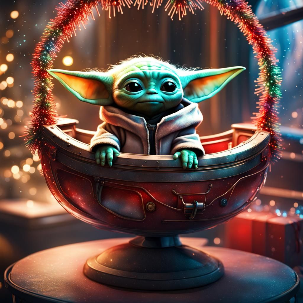 Baby Yoda's Christmas in Starship Cradle