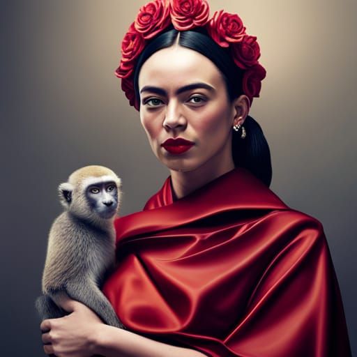 Hyperrealistic Portrait with Monkey in Photographic Art Styl...