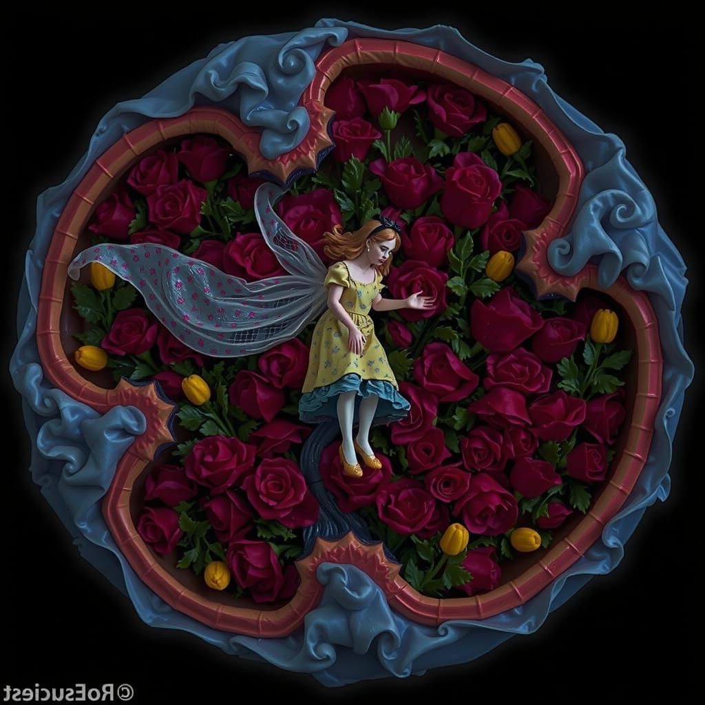 Alice in Wonderland: Hyperrealistic Glitch Art Adventure