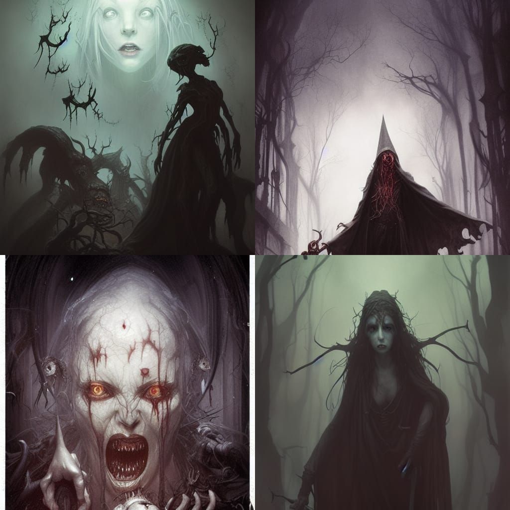 Terrifying Evil Witch in Dark Fantasy Style
