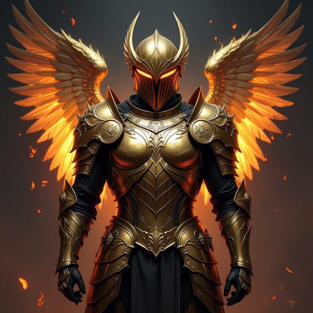 Golden Winged Armor with Fiery Glow