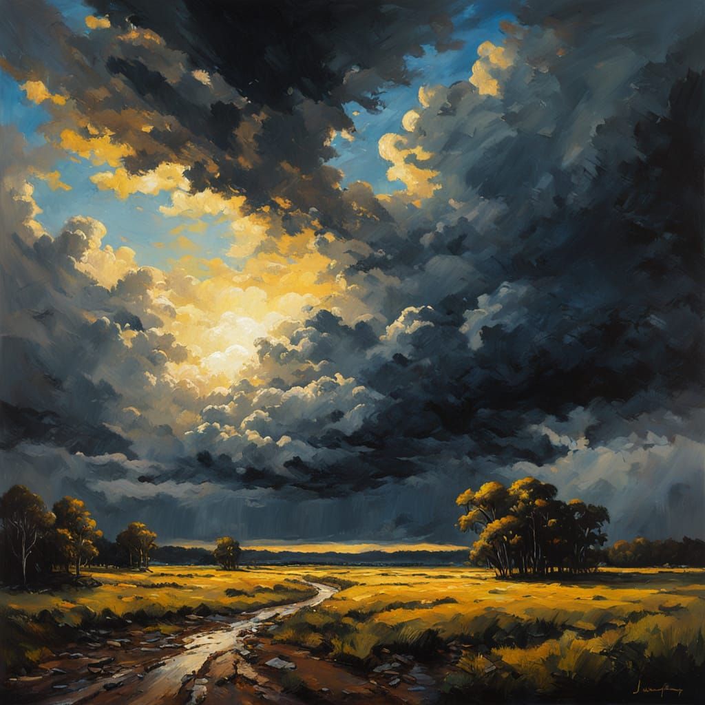 Dramatic Woods Landscape in Oil Painting Style
