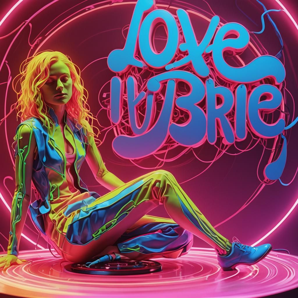 Neonlit Surreal Vinyl Record Art