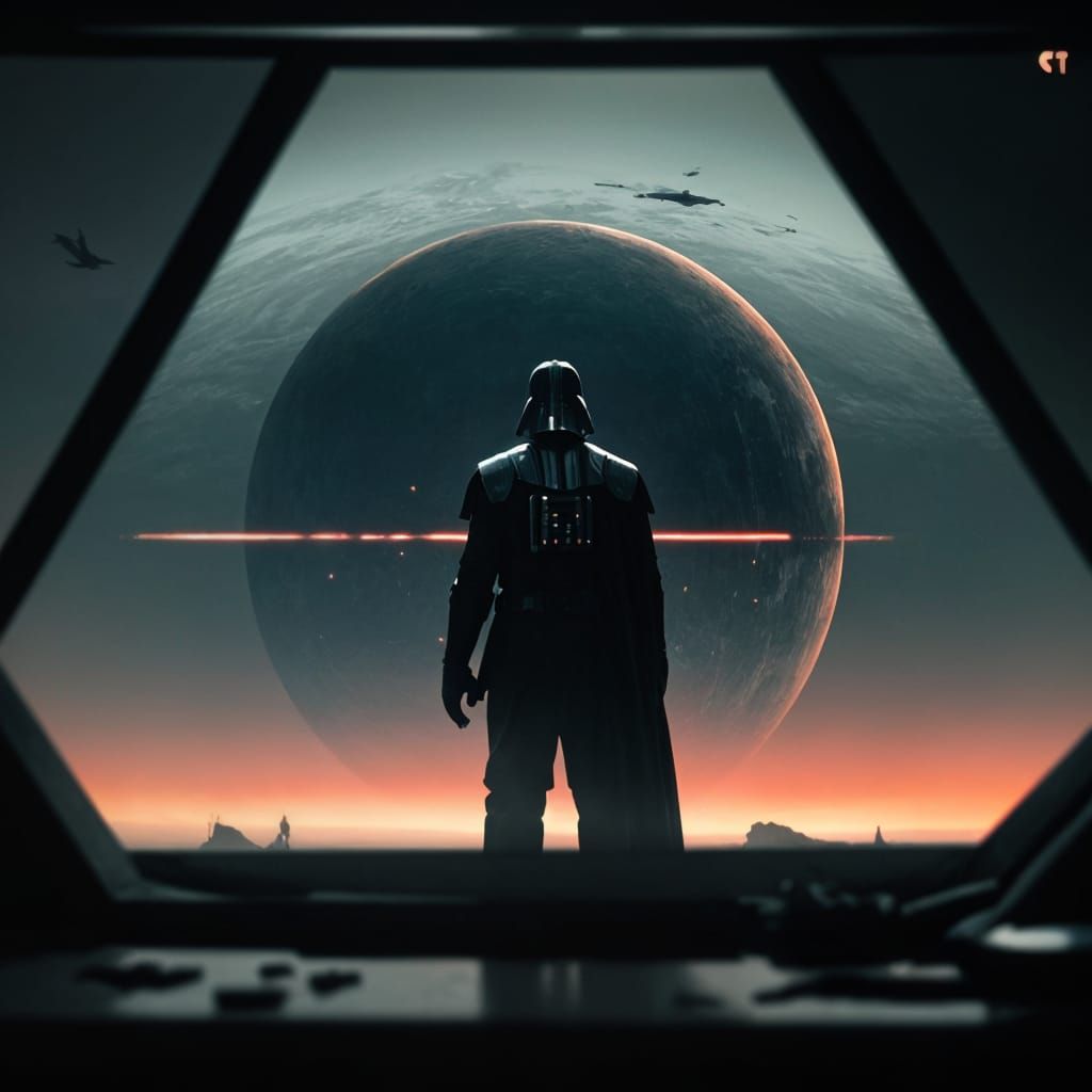 Darth Vader Observes Destroyed Planet in Starship